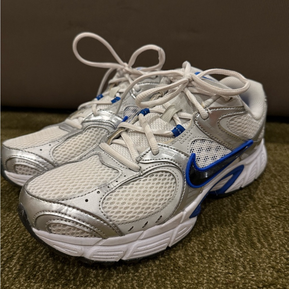 Nike Silver and Blue Men's Sneakers